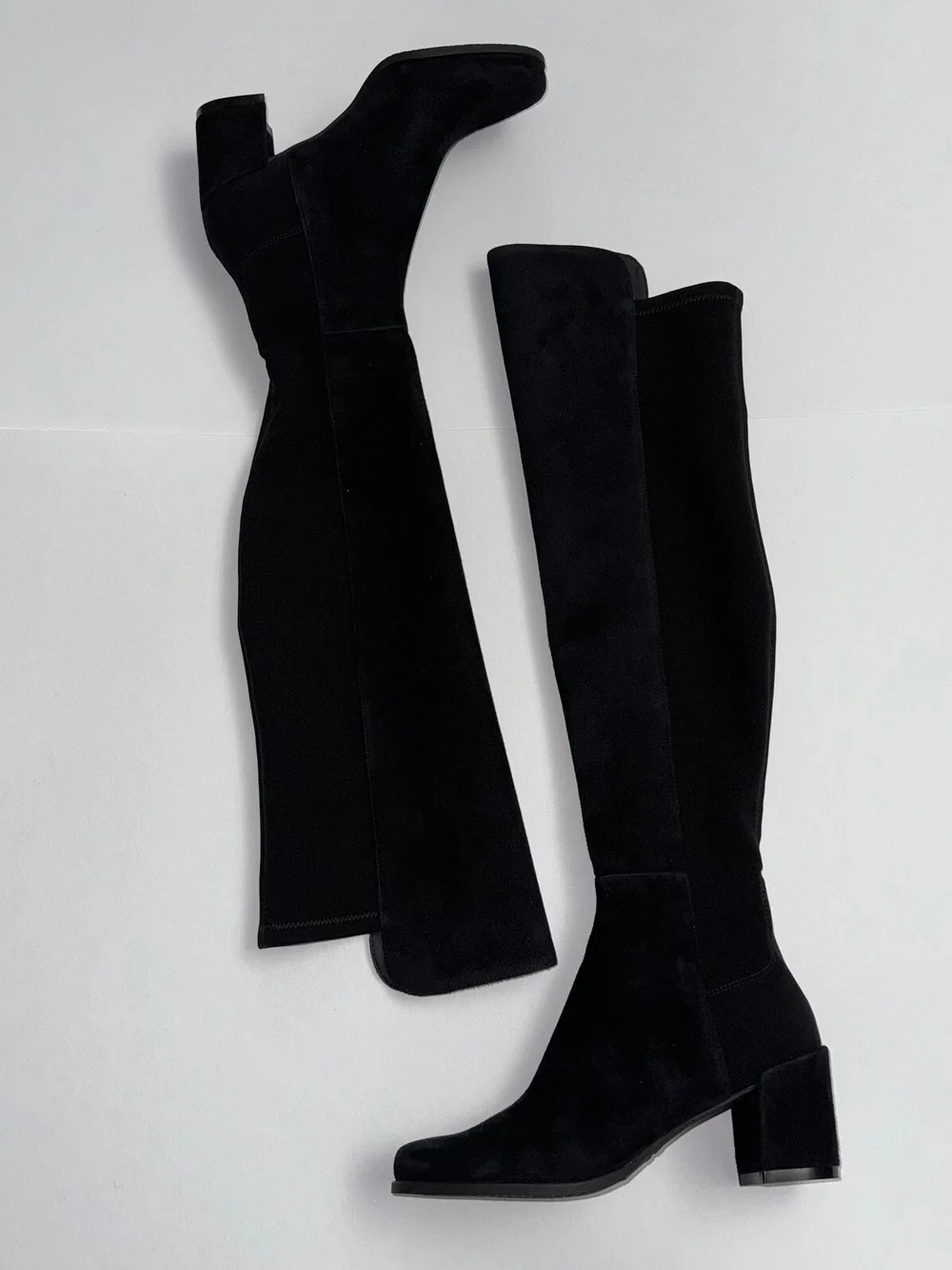Stuart Weitzman City Suede Black Over-the-Knee Block Heel Boots Size 7,5